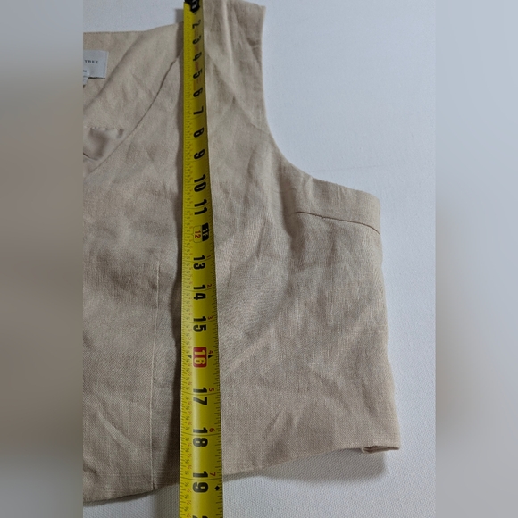 Love Tree Tan Button-Up Tailored Linen Vest - Preppy/Coastal Clean Girl Sz L EUC - Picture 8 of 9